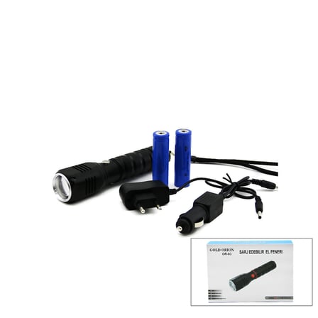 2IN1 ZOOMLU EL FENERİ - COB LED FİŞ - ÇAKMAK ŞARJLI METAL KASA 17CM 3000 LUMEN (K0)