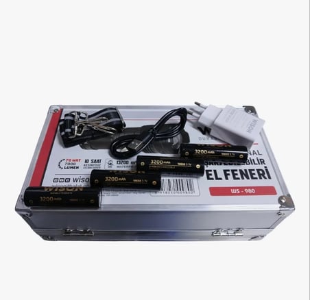 Profesyonel Zoomlu El Feneri | 60w - 7000 Lümen - 13.200 Mah - Type‑c - Metal Gövde (K0)