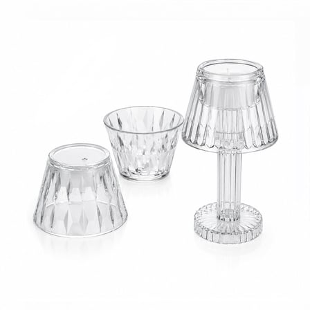 24 ADET KRİSTAL DAMLALI MUMLUK - MASA LAMBA ABAJUR MİNİ PİLLİ (K0)