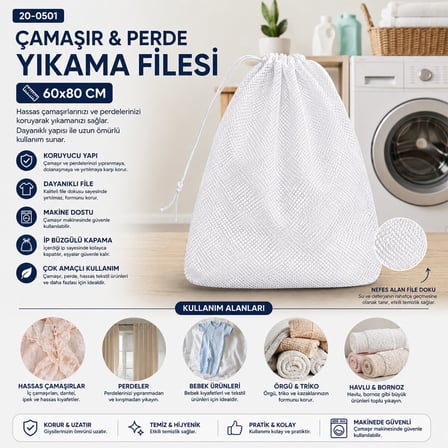 30 ADET 60X80CM ÇAMAŞIR - PERDE YIKAMA FİLESİ (K0)