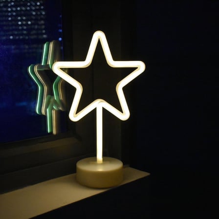 Yıldız Tasarımlı Neon Led Masa Ve Gece Lambası Dekoratif Işık (K0)