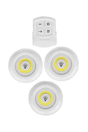 3lü Uzaktan Kumandalı Yapışkanlı Kablosuz Led Spot Lambalar (K0)