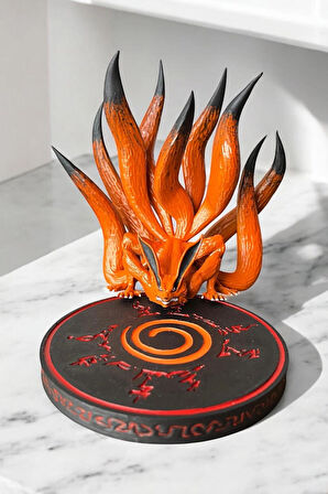 Kurama (Kyubi) 3D Baskı Koleksiyon Figürü – El Boyaması, naruto Lanetli mühürlü