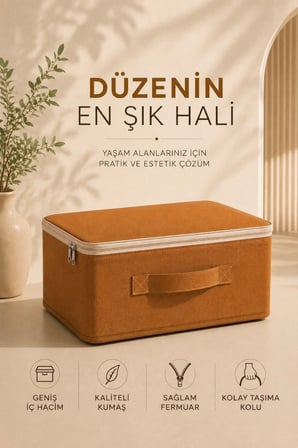 Kazak Tişört Hurcu Fermuarlı Kulplu Kıyafet Saklama Çantası Dolap Düzenleyici Organizer