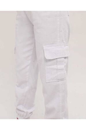 KADIN KAHVE PAÇA LASTİKLİ  KETEN KARGO PANTOLON