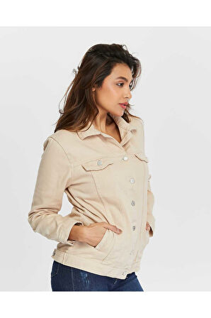 KADIN FÜME BOYFRİEND UZUN KETEN CEKET