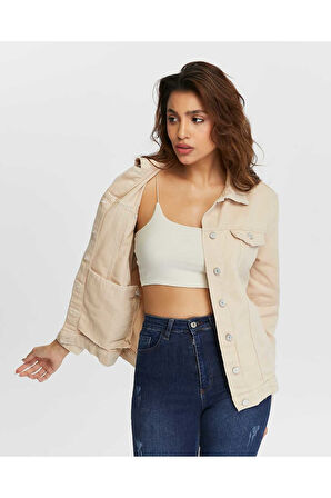 KADIN FÜME BOYFRİEND UZUN KETEN CEKET