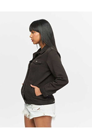 KADIN FÜME BOYFRİEND UZUN KETEN CEKET