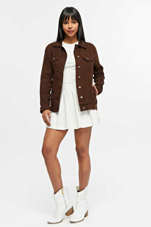 KADIN FÜME BOYFRİEND UZUN KETEN CEKET