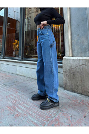 Ti̇ntli̇ Yan Tokali  Baggy  Kot  Jeans Pantolon