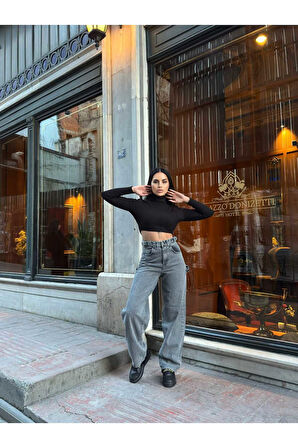 Ti̇ntli̇ Yan Tokali  Baggy  Kot  Jeans Pantolon