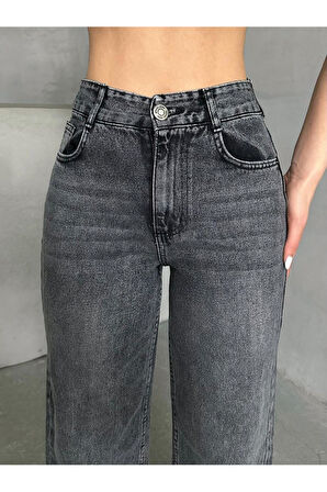 KADIN SİYAH KAR YIKAMA BOLPAÇA JEANS KOT PANTOLON
