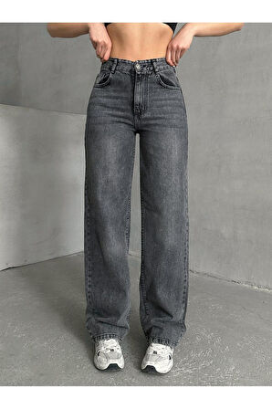 KADIN SİYAH KAR YIKAMA BOLPAÇA JEANS KOT PANTOLON