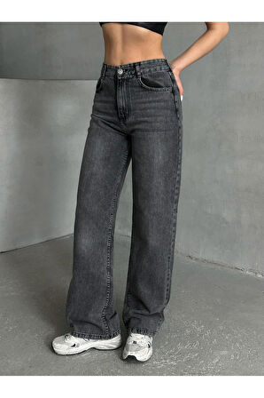 KADIN SİYAH KAR YIKAMA BOLPAÇA JEANS KOT PANTOLON