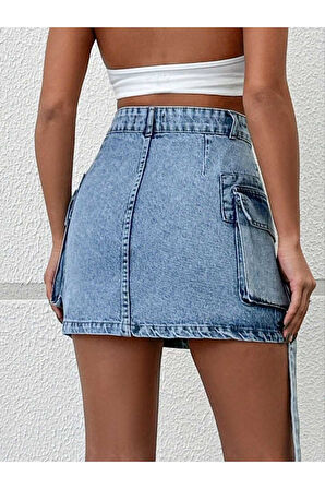 KADIN BUZ KAR KAPAK KUŞAKLI KÖRÜK CEP KOT ETEK