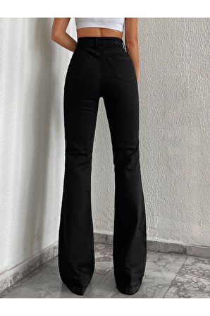 KADIN YÜKSEK BEL BUZ KAR İSPANYOL PAÇA KOT PANTOLON