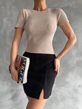 Taş baskılı kaş korse bluz