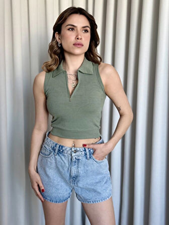 Kısa fermuarlı crop