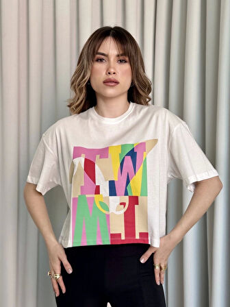 Baskılı crop tişört