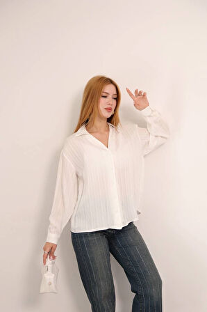 Kendinden çizgili london gömlek