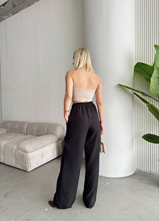 Flamlı kahve pantolon