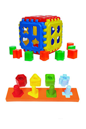 Geometrik Şekiller Bulmaca + Bultak Puzzle 2li Eğitici Oyuncak Seti