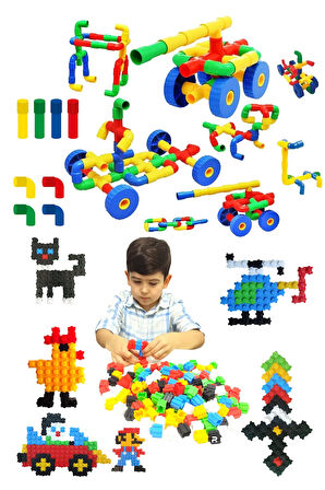 72 Parça Boru Lego + 200 Parça Tiktak Yapı Blokları