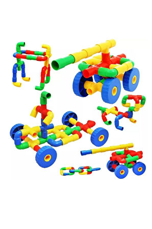 Tekerlekli Boru Ve Dirsekler Eğitici Lego Oyunu 72 Parça