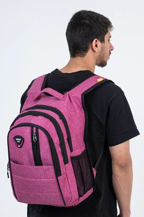 Çok Gözlü Ergonomik Sırt Çantası Su İtici Unisex Okul, Günlük ve Seyahat Çantası Pembe