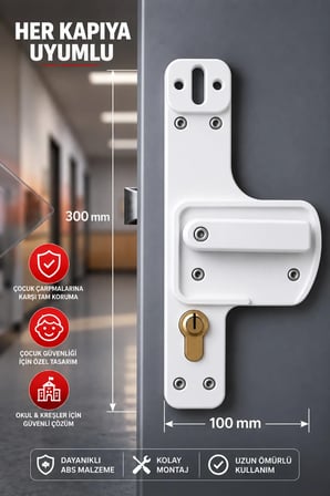 Okul ve Kreşler İçin Bariyerli Kapı Kolu | Çocuk Güvenlik Kapı Kolu | Kırılmaz ABS | 10'lu Kırmızı Beyaz Set