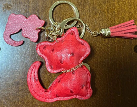 Kırmızı Kedi Şeklinde Çanta Süsü Charm