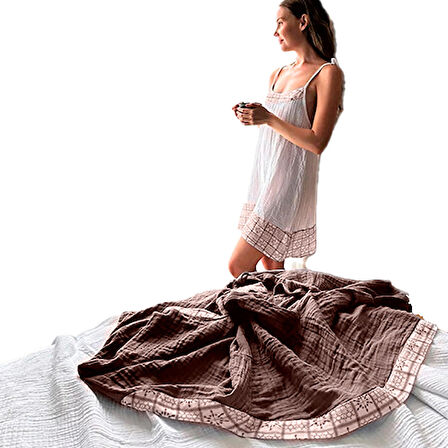 Süper Hafif %100 Pamuk 2 katlı Müslin Gecelik Gecenin Vazgeçilmezi | Nefes Alır| Gots Sertifikalı