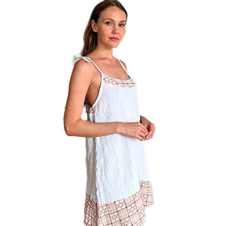 Süper Hafif %100 Pamuk 2 katlı Müslin Gecelik Gecenin Vazgeçilmezi | Nefes Alır| Gots Sertifikalı