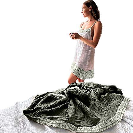 Süper Hafif %100 Pamuk 2 katlı Müslin Gecelik Gecenin Vazgeçilmezi | Nefes Alır| Gots Sertifikalı