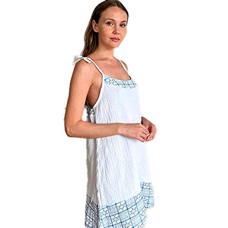 Süper Hafif %100 Pamuk 2 katlı Müslin Gecelik Gecenin Vazgeçilmezi | Nefes Alır| Gots Sertifikalı