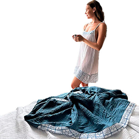 Süper Hafif %100 Pamuk 2 katlı Müslin Gecelik Gecenin Vazgeçilmezi | Nefes Alır| Gots Sertifikalı