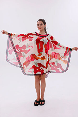 Kısa Kimono Pareo - Tesettür Pareo - Kemer Model 180x135 Cm