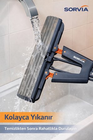 Kendinden Sıkmalı Kelebek Mekanizmalı Sihirli Süngerli El Mopu Çelik Saplı Pratik Temizlik Seti