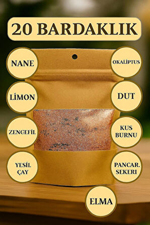 Doğal Karışım Kış Çayı,Nane, Limon, Okaliptus, Dut, Zencefil, Kuşburnu,Pancar Şekeri 20 bardaklık