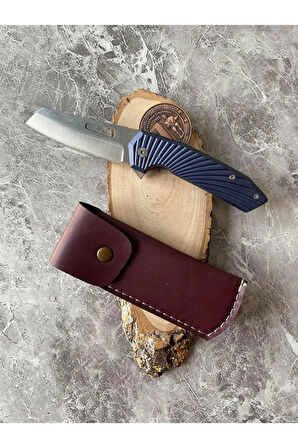 Atak Tank Kamp Çakısı – Mavi Dramer Kabze, 8 cm Namlu, İçten Kilitli, Kemere Klipsli