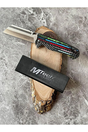 Mtech Antrasit Tank Kamp Çakısı – Desenli Kompakt Kabze, İçten Kilitli, Kemere Klipsli