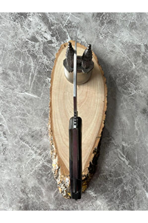 Hibrit Venge-Yeşil ahşap Kabzeli Kamp Çakısı – 8,5 cm Namlu – Sırttan Kilitli