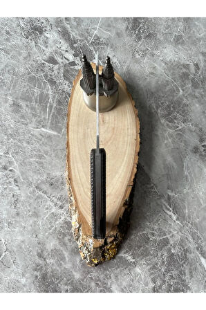 Siyah Verzalit Kabzeli Kamp Çakısı – 8 cm Namlu – Sırttan Kilitli – Kılıflı