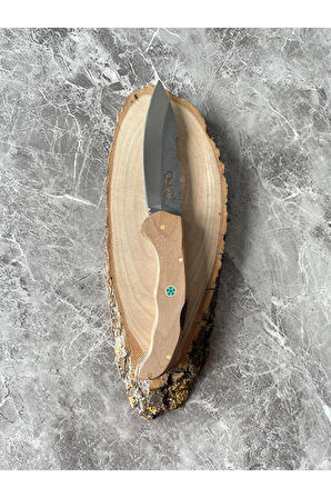 Ceviz Parmak Tutmalı Kabzeli Kamp Çakısı – 9 cm Namlu – Sırttan Kilitli – Kılıflı