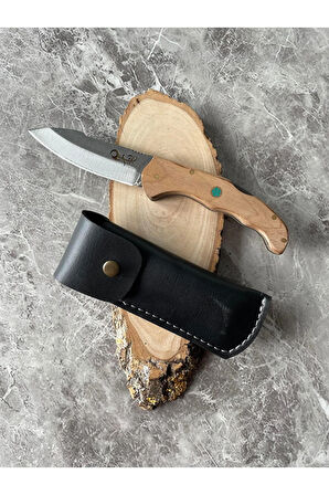 Ceviz Parmak Tutmalı Kabzeli Kamp Çakısı – 9 cm Namlu – Sırttan Kilitli – Kılıflı