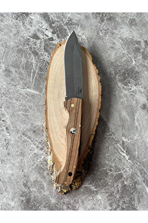 Şahinox 4116 Çelik Kamp Çakısı – Ceviz Kabze – 10 cm Namlu – Sırttan Kilitli – Kılıflı