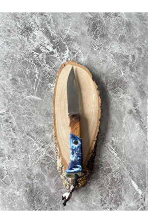 Mavi Hibrit Epoksi Kamp Çakısı – 8,5 cm Namlu – Sırttan Kilitli