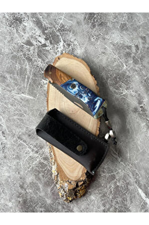 Mavi Hibrit Epoksi Kamp Çakısı – 8,5 cm Namlu – Sırttan Kilitli