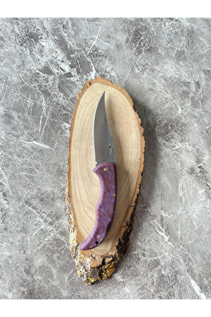 Epoksi Kamp Çakısı – 8 cm Namlu – Sırttan Kilitli – Kılıf Dahil – El Yapımı