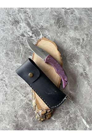 Epoksi Kamp Çakısı – 8 cm Namlu – Sırttan Kilitli – Kılıf Dahil – El Yapımı